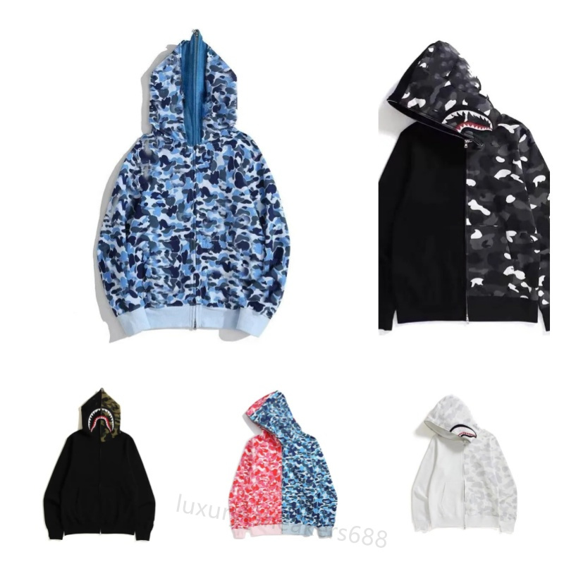 luxury kids Shark Hoodies Camo Shark Full Zip Boys Girls Deisigners Hoodie Fashion Hoody Stylist Cartoon Sharks Printing Hoodies Jacket Man Casual S