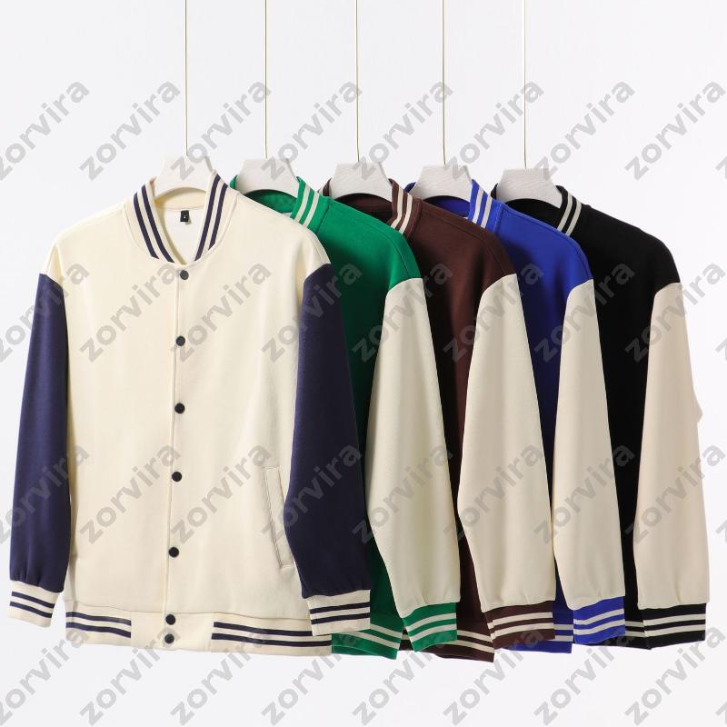 Heavyweight Varsity Jacket Unisex Color Block Baseball Jacket Loose Drop Shoulder Casual Bomber Coat For Men Women Couple Outfits