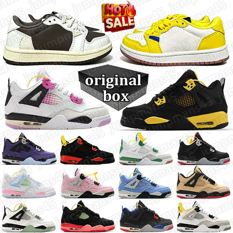 aaa+ toddler designer Kids Shoes 1s 4s Kid Black Red Kid Sneakers Red Yellow Thunder University Blue Black Cat Baby Shoes Girls Running Runner Flats