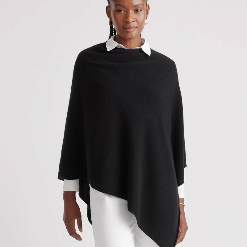 Femmes Solide Asymétrique Poncho Cape Col Drapé Sans Manches Wrap Châle Ourlet Irrégulier Polyvalent Élégant Bureau Quotidien Superposition Extér