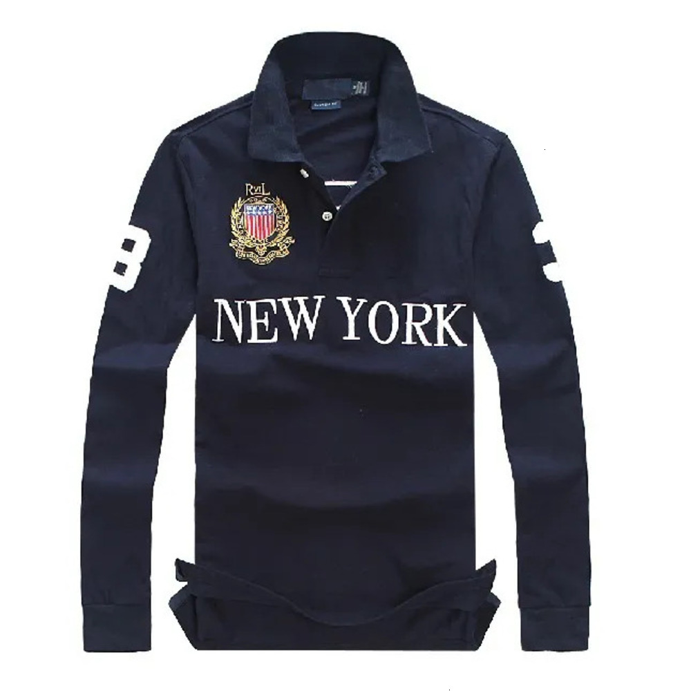 High Quality Men's Polos Embroidery City Custom Fit Long Sleeve T Shirt 100% Cotton Designer Polo Shirts For Mens