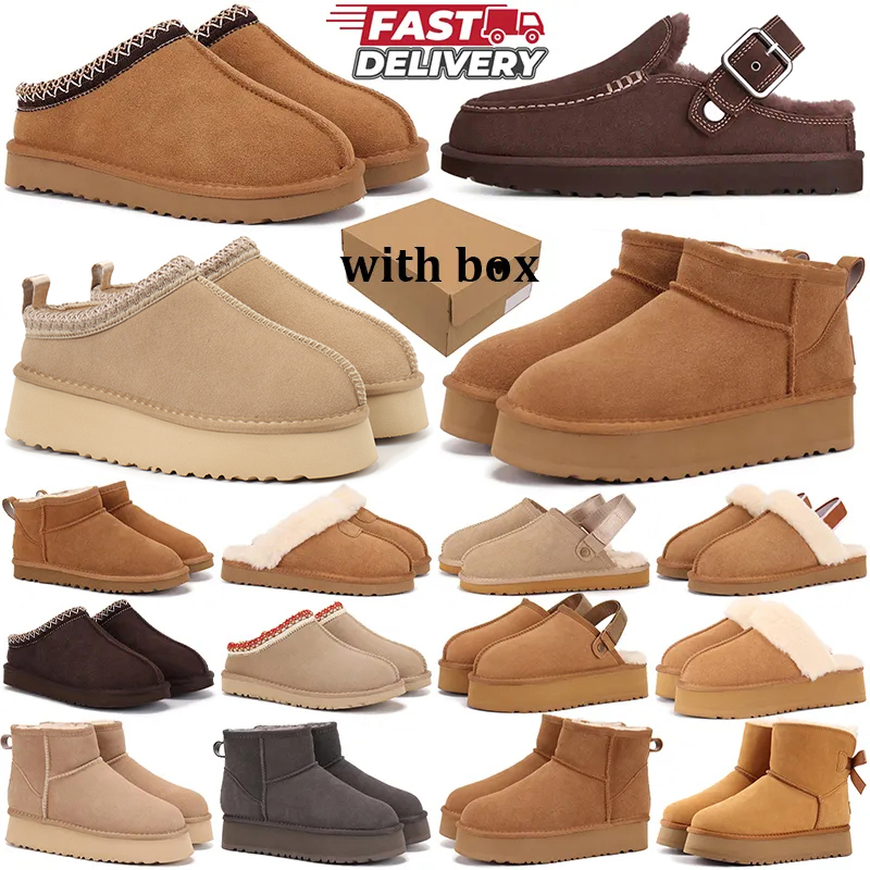 with box uggswoma boot designer boots women paltform shoes goldenstar evelina clog fur slides tasman slippers australia tazz bootes winter snow ultr