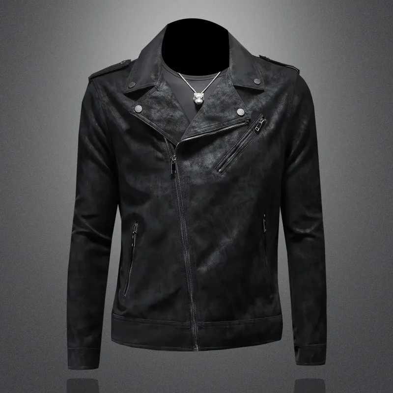 Down Minglu Autumn Winter Turn Collar Men's Jackets Faux Leather Solid Color Zipper Casual Motorcycle Male Overcoat 4XL D260902 da