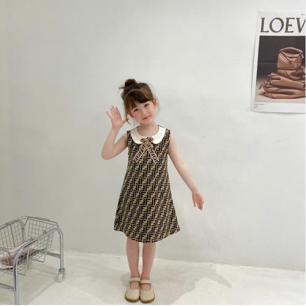 Summer Kids Designer Clothes Cute Two Piece Skirt Set Baby Girls Children Clothing Dresses Sets Short Sleeve Pullover T-shirt Pleated Cake Dress P80