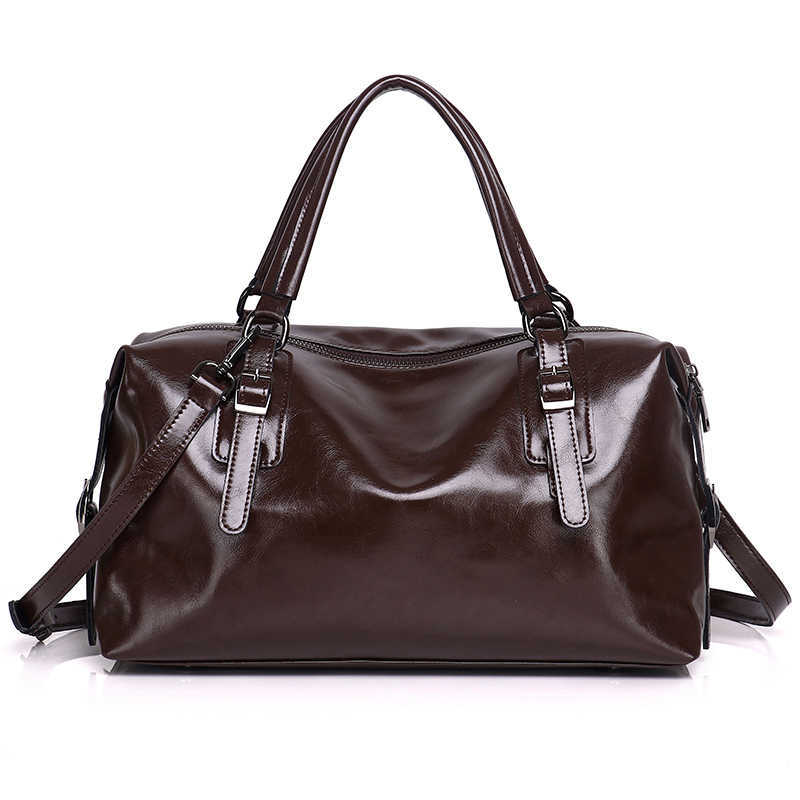 Handbag Vintage Oil Wax Leather For Women Large Capacity 3 Ways To Wear Shoulder Crossbody Bag Casual Daily Commute Tote H260905