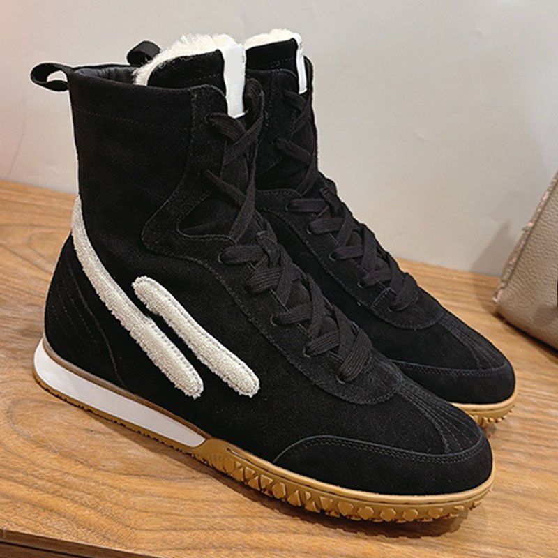 Mens black suede goatskin Neospeed sneakers Womens Lightweight comfortable Winter sports boots mens Smart casual High top sneaker size 35-46