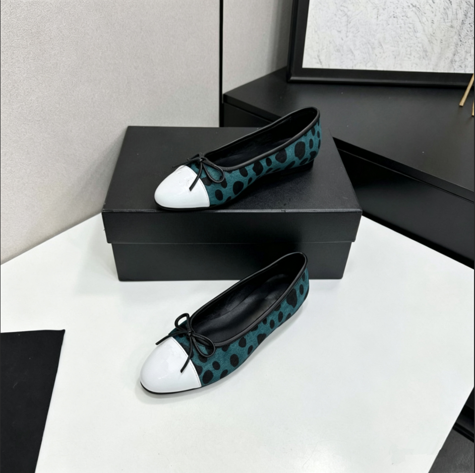 Womens leopard print Designer Shoes Sandal ballet flats quality horsehair bow Luxury flat shoes Slingback heels Elegant Block heels Lady mary jane s