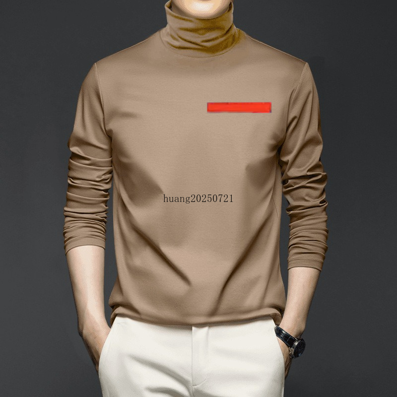 Designer T-shirt Clothing Soft and Comfortable Solid Color Men's High Neck T-shirt Base Fashion Long Sleeve Basic Hoodie Daily Casual Warm Unde