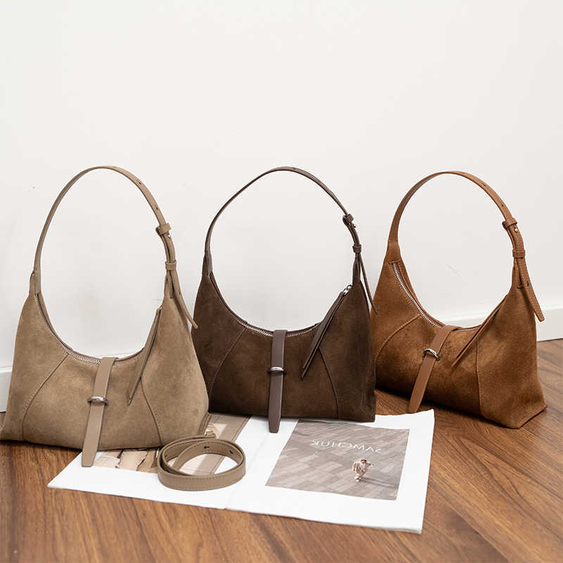 style Ladies' designer suede handbag fashionable and elegant crossbody bag high-quality cowhide suitable for commuting to work H260905