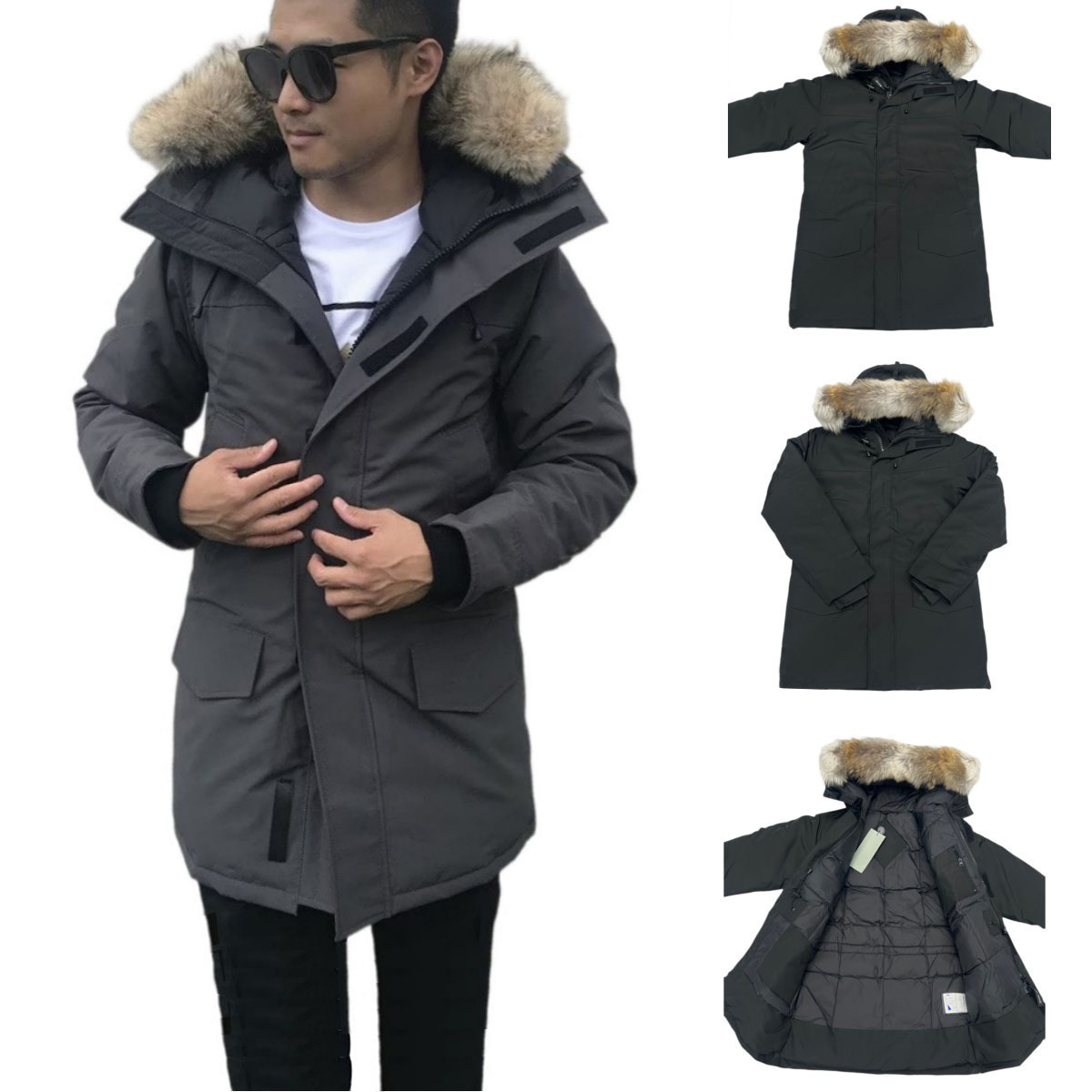Puffer Jacket Winter Fourrure Down Jacket Men Manteau Veste Homme Outdoor Jassen Outerwear wolf fur Hooded Coat Hiver Parka Doudoune