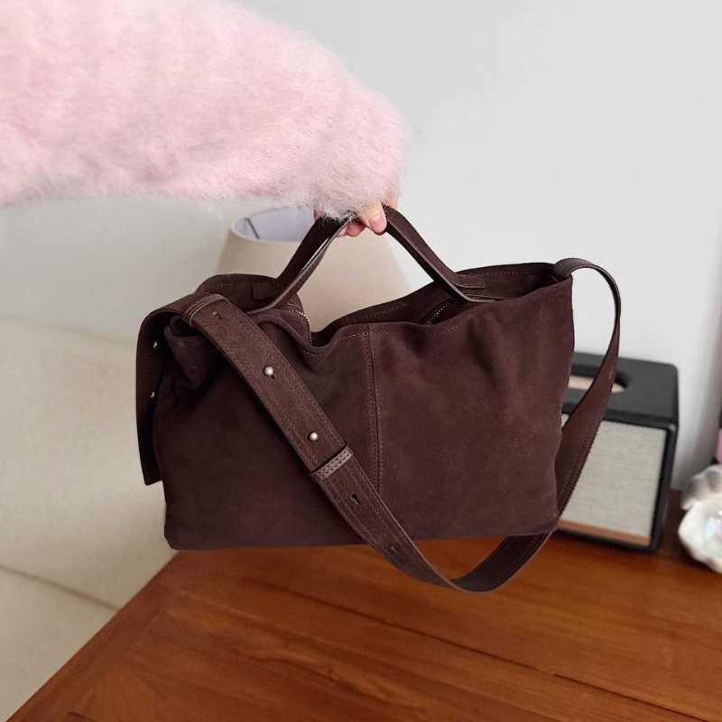 Bags Tote Soft For Suede Women Designer Genuine Leather Large Capacity Shoulder Bag Autumn Winter Shopping Bags Cross Lady Bags H260905