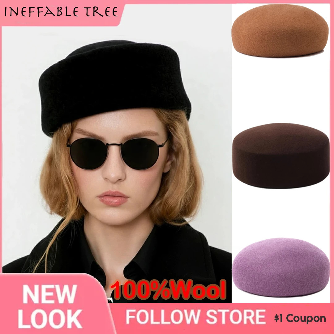 INS Wool Felt Autumn Winter Blocked Beret Women Elegant Bread Pumpkin Berets Men Ladies Wedding Painter Pillbox Hat Gorros 260905
