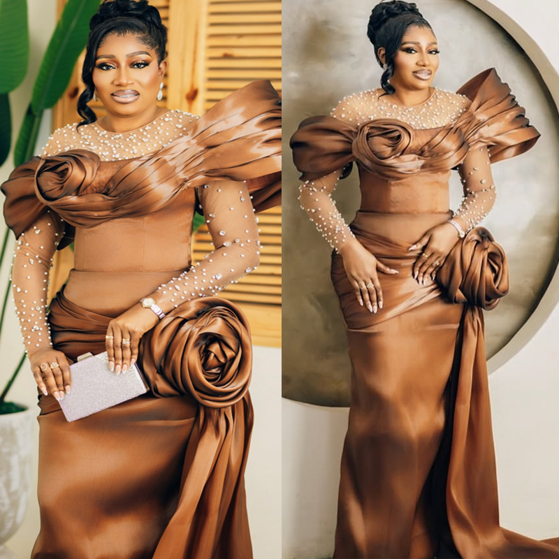 Plus Size Dark Brown Prom Dress 2026 Mermaid Evening Dresses