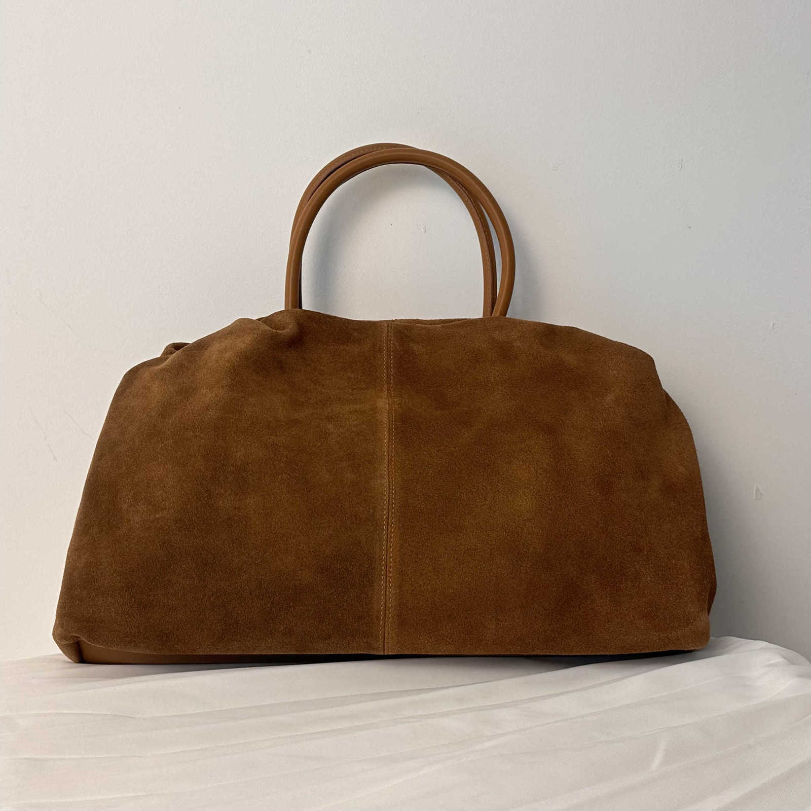 Women 40cm Motingsome Tote Oversized 100% Natural Suede Leather Lady Handbag Daily Bags Bowling Purses Matte Cowhide Bag H260905