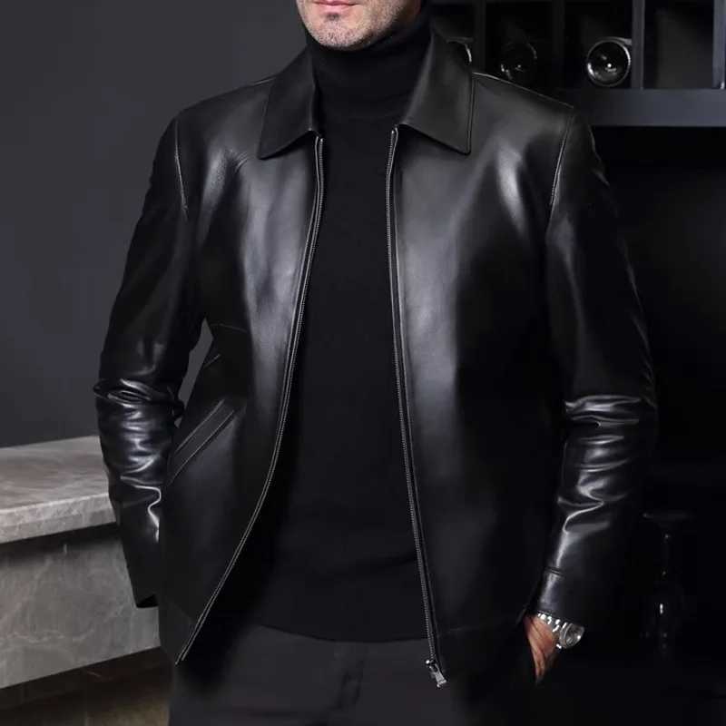 Jackets Mens Fashion Business Jacket Slim Fit Tturn Down Collar Coats Handsome Top Korean Casual Leather Coat D260902 a1