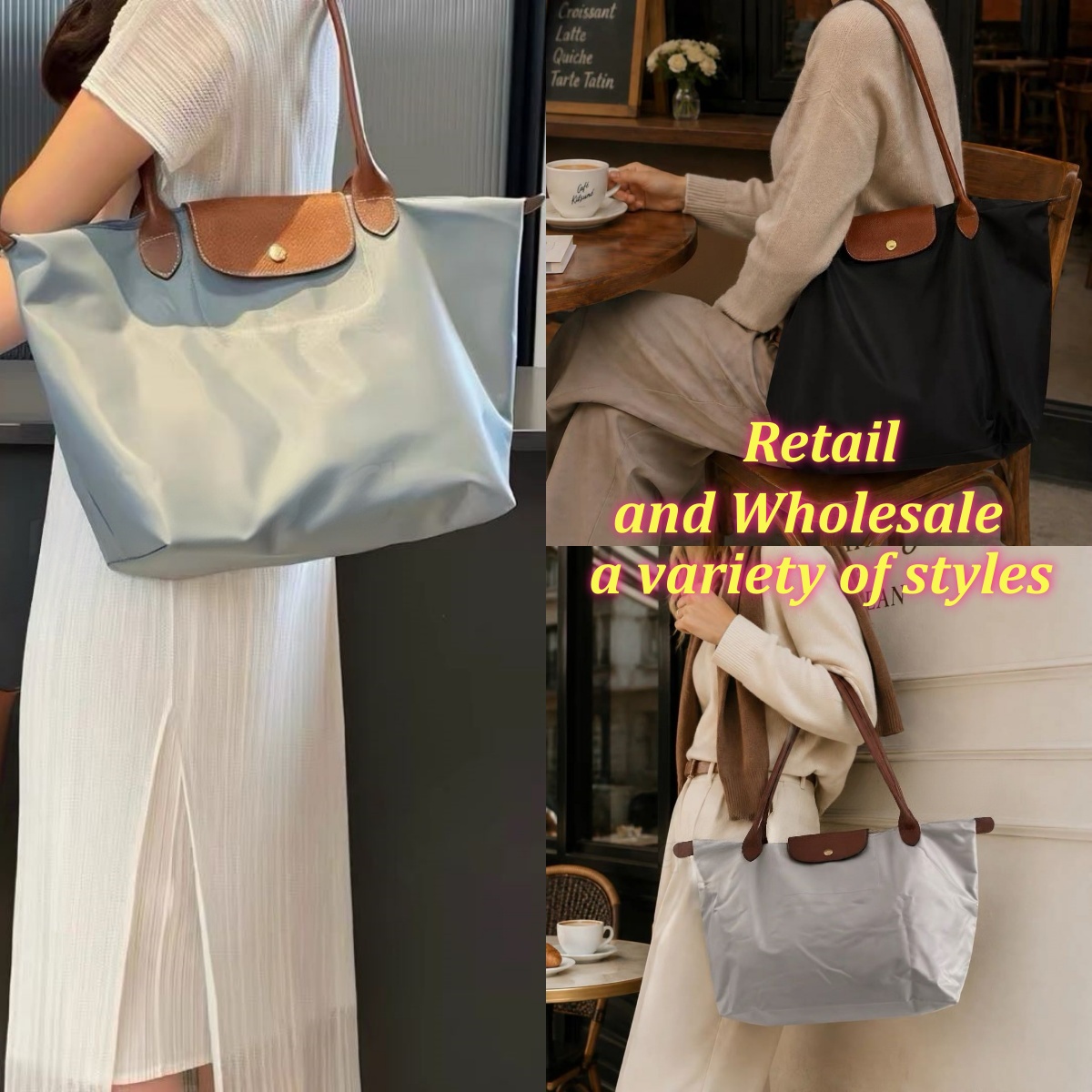 French Longsechampbd tote Bag Cross body bag Designer Shopping bag Embroidered Dumpling Bag Nylon Handbag Large Capacity Shoulder Tote Bag Foldable