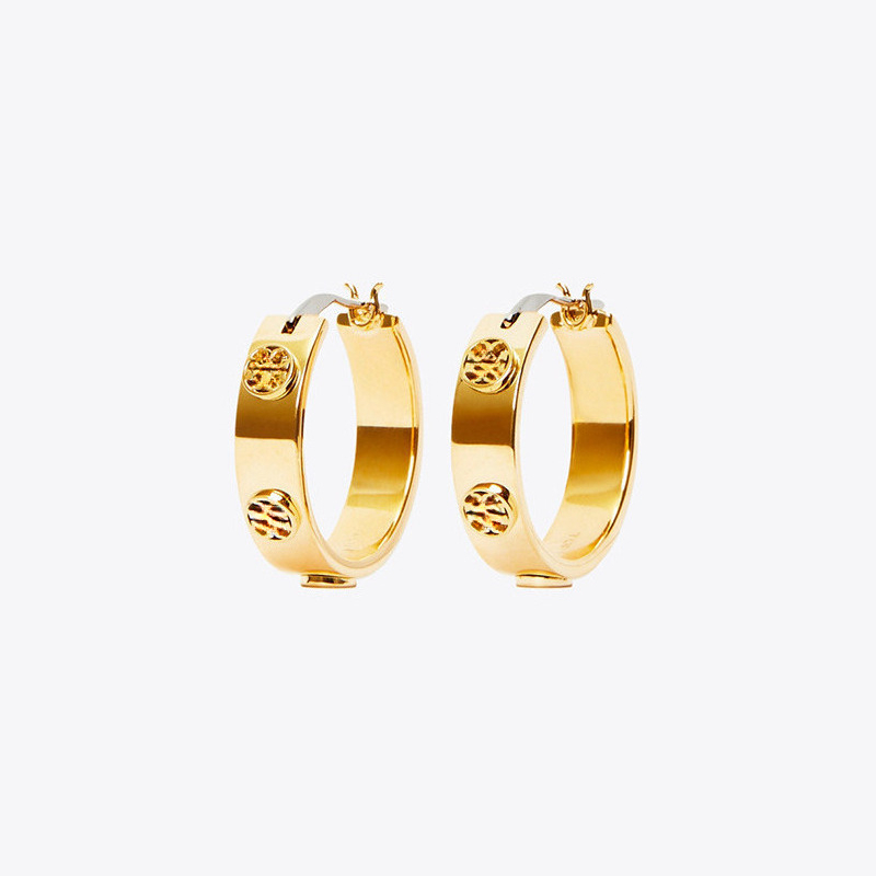 Women 18K Gold Hoop Earrings Hollow Round Embossed Pattern Hinged Click Top Hoop Earring Minimal Classic Letters Designer Ear Rings Daily Party Fash