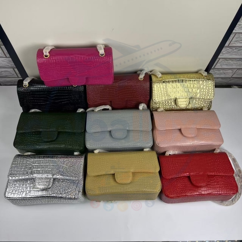 Designer Handbag Crocodile Skin Women Shoulder Crossbody Bag Luxury Gold Buckle Solid Color Multi Colors Available Premium Genuine Leather Purse