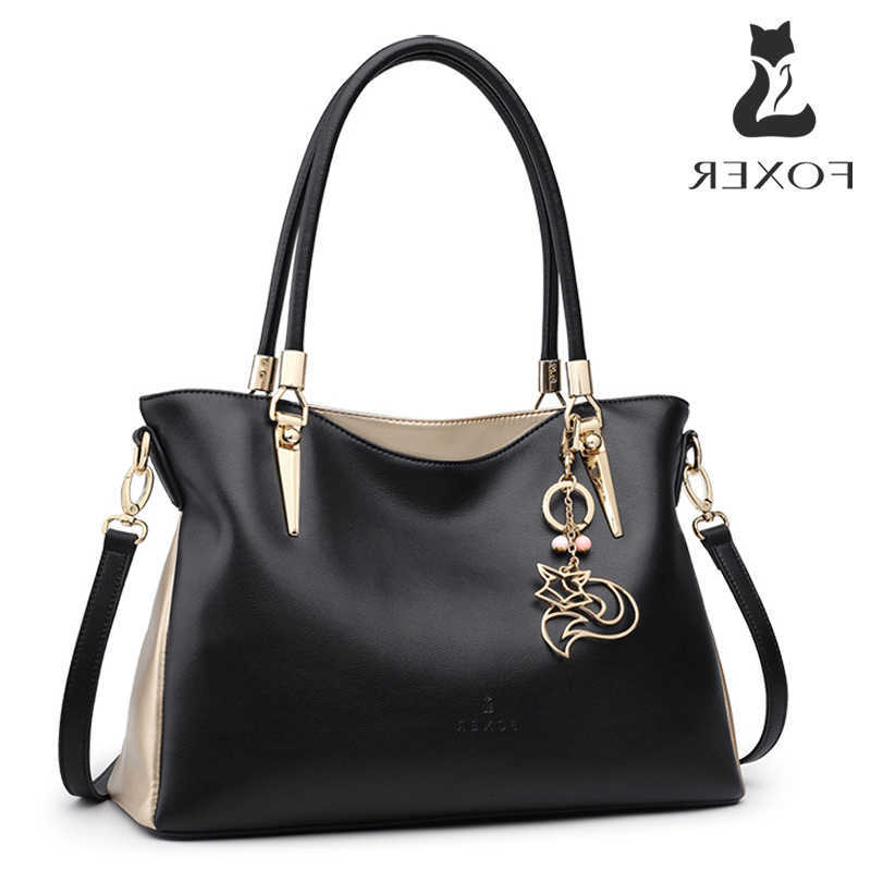 Large FOXER Handbag Elegant Women's Capacity Tote Bag Split Leather Shoulder Crossbody Bag For Mother Daily Work Commute H260905