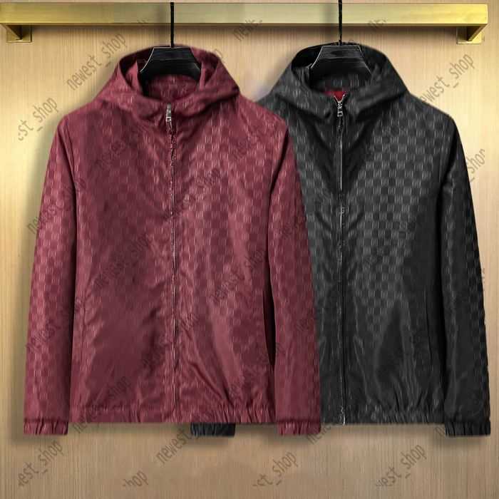 Mens jackets hooded Burgundy jacket Outerwear outwear Designer luxury coat zipper classic paris geometry Autumn fabric black Cardigan Clothing