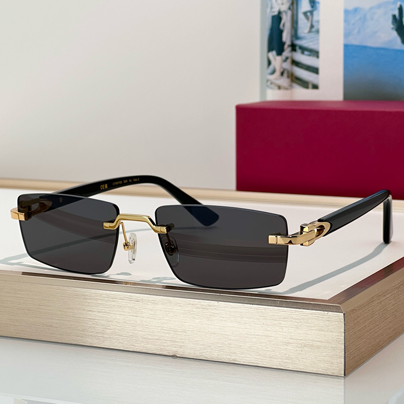 CT0579 Classic Rectangle Designer sunglasses For Women Rimless Frame Sunglasses Men Luxury Eyewear Lady High Quality Glasses Outdoor Goggles UV400 W