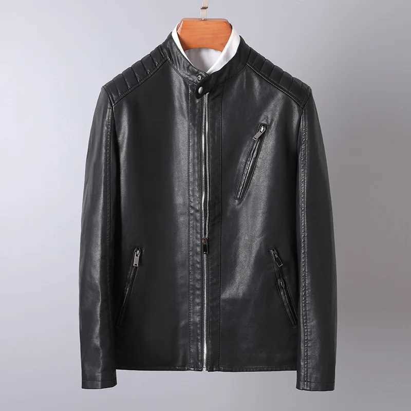Fit New Slim Fashion Men Jackets And Man Spring PU Male Solid Casual Thin Leather Coats US Size XL D260902 5e