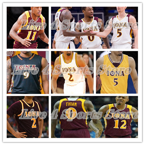 CJ Anthony IonaGaels Maillot de basket-ball universitaire Lamin Sabally Kosy Akametu Denver Anglin Keshawn Williams Luke Jungers Khalil Badru All