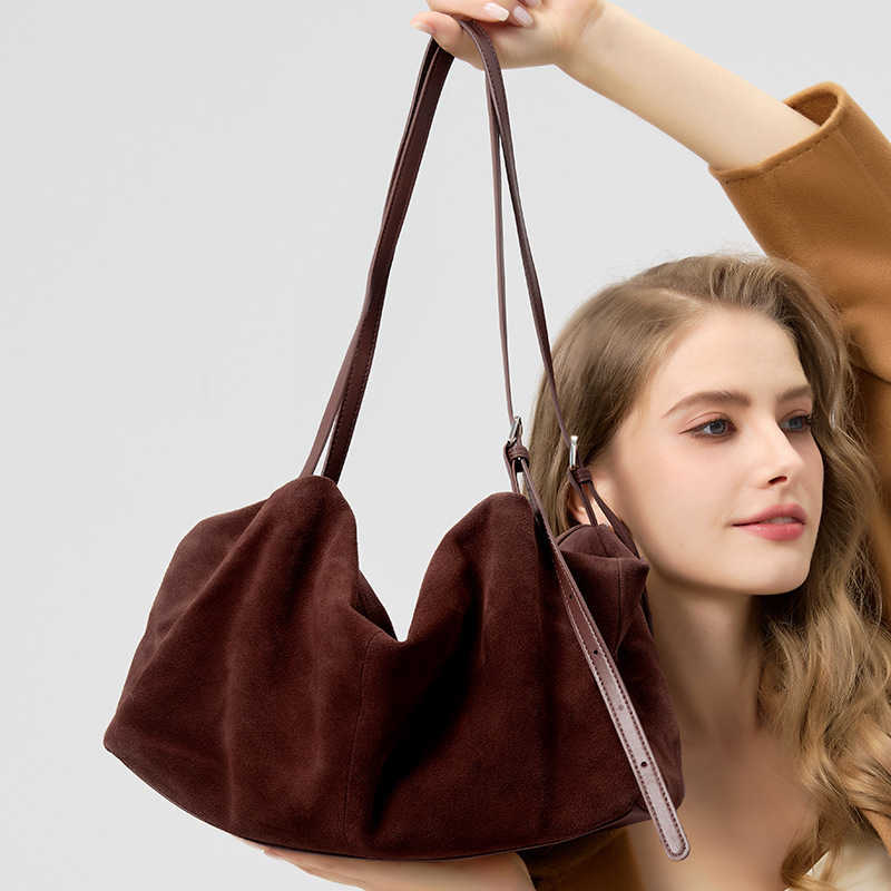Suede Womens 2026 New Leather Bag Versatile Commuting Crossbody Armpit Shoulder Handbag Shoulder Handbag ST001 H260905