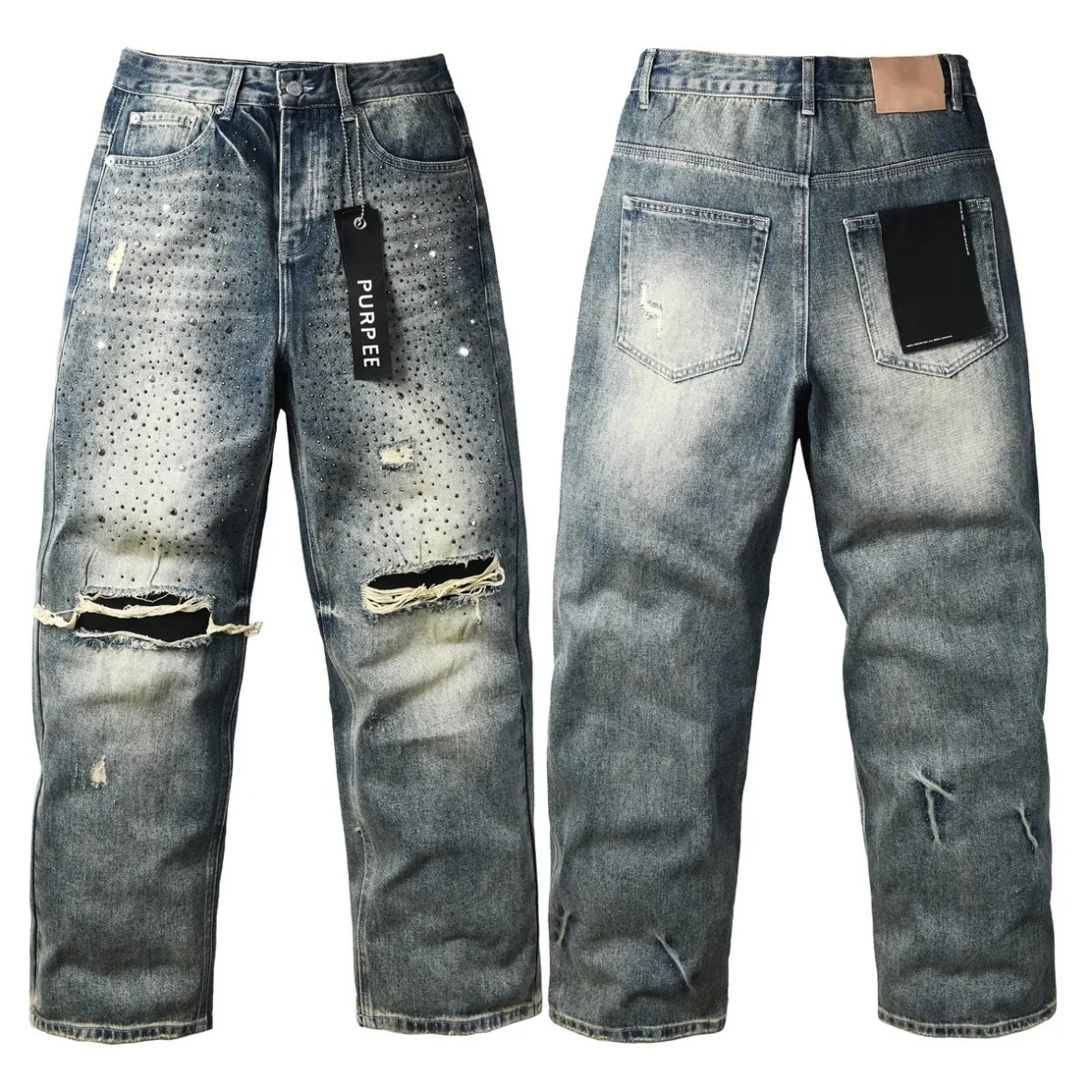 Men's Purples Jeans Fashion Mens Denim Shorts Cool Style Designer Pant Distressed Ripped Biker Black Blue Jean Slim Fit Motorcyc Stretch Y2k Aa
