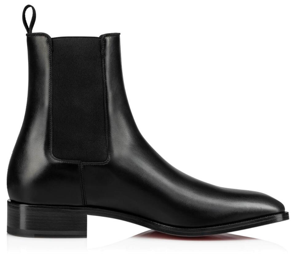 Elegance Gentleman Samson Ankle Boots Red Bottom Boot Black,Brown Calfskin Leather Men Fashion Winter Booty Famous Party Wedding EU38-46