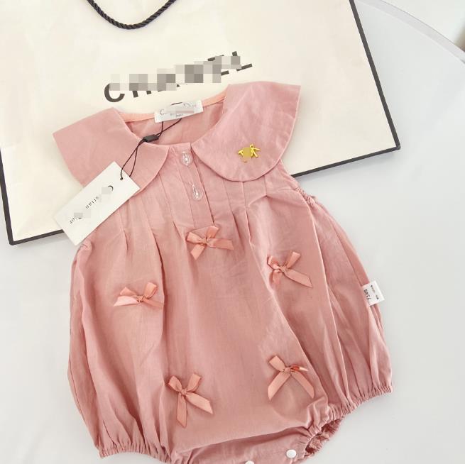 Baby jumpsuit pure cotton summer thin clothing solid color baby girl designer clothes casual toddler sleeveless romper boys kids bodysuit P888