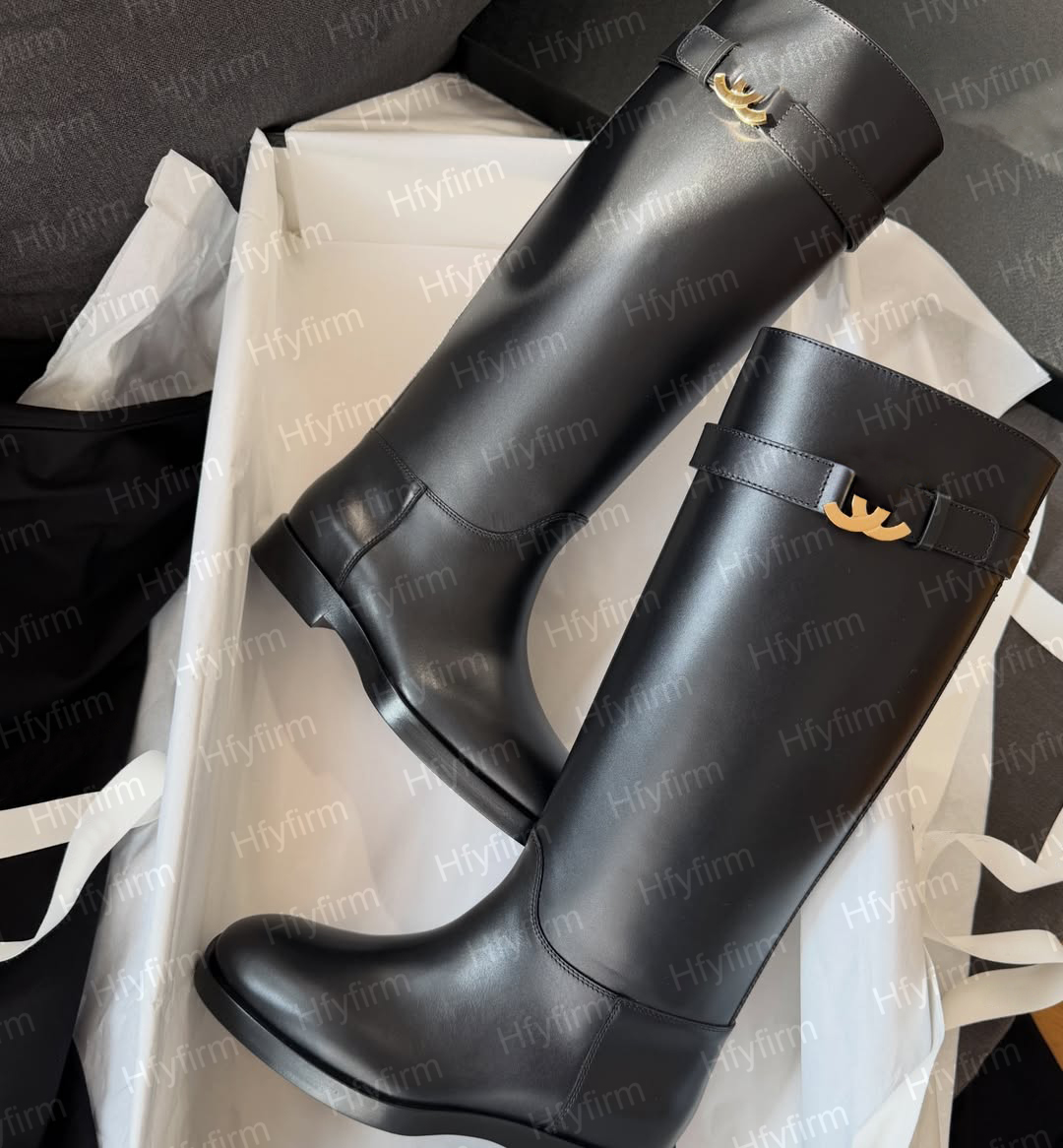 2026 CC Designer High Boots Shark Women Luxury Rain Boot Genuine Leather Fall Winter Summer Knee High Quality Slip On Classic Casual Waterproof Foot