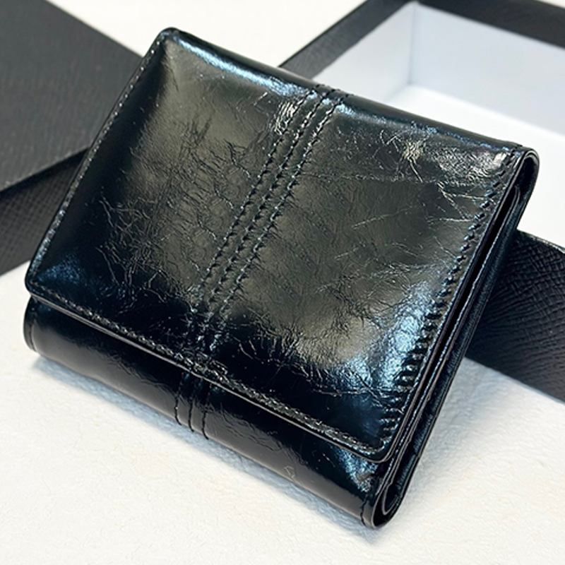 Best-seller en cuir ciré à l'huile petit portefeuille portefeuille pliant à la mode portefeuille court rétro porte-carte classique sac en cuir vé