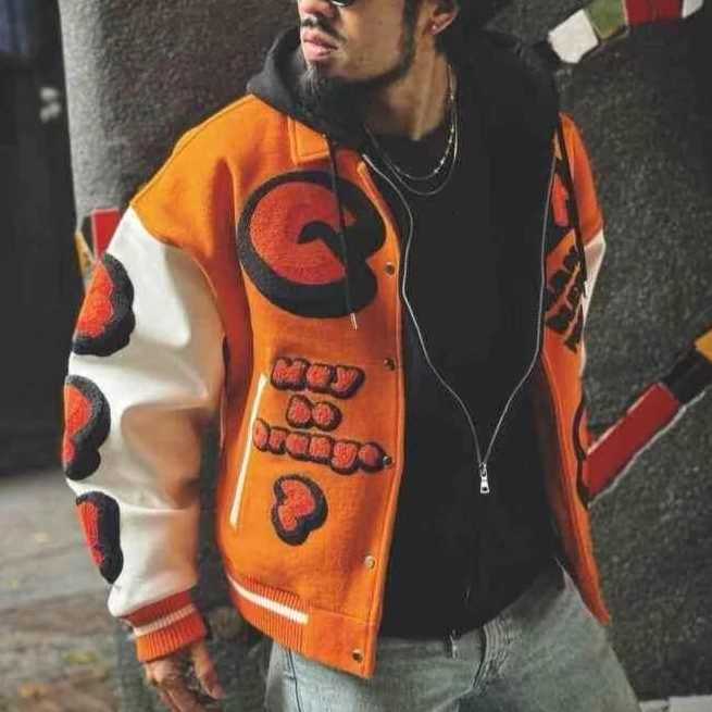 Varsity Jacket Men PU Embroidery Leather Sleeves Oversized Bomber Jackets Women Baseball Coats Streetwear Men Clothing N260905