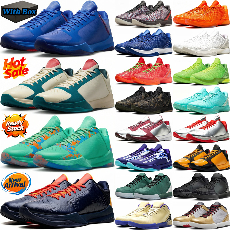 Avec Box Designer KobesBasketball Chaussures 5 4 6 8 Kobemambas Total Orange Reverse Grinch Pensez Rose Bleu Hommes Femmes Baskets Sports De Plei