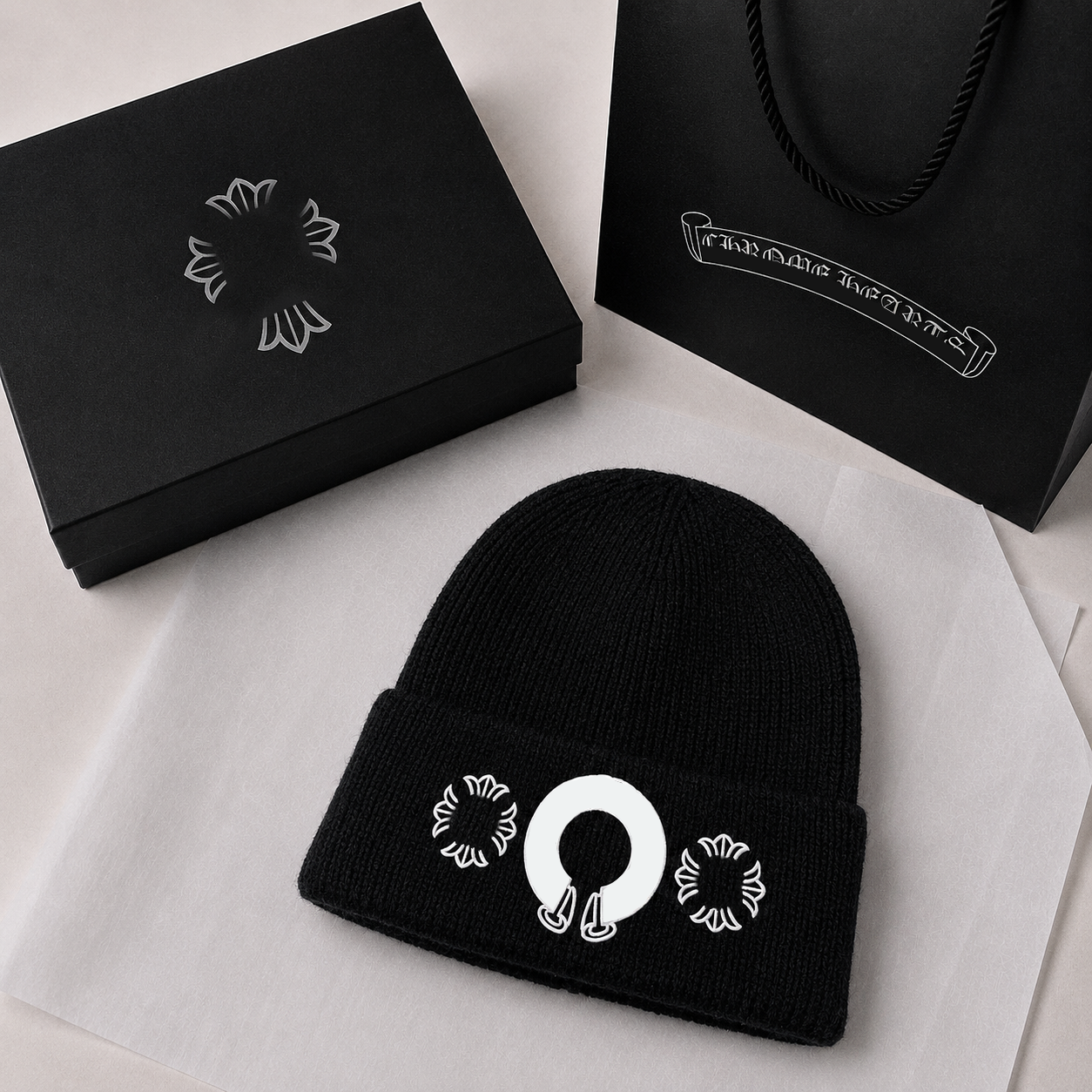 Unisex Embroidered Cross Knit Beanie Hat Winter Warm Cuffed Skull Cap Soft Stretch Knitted Hats for Men Women Multiple Colors Fashion feel888