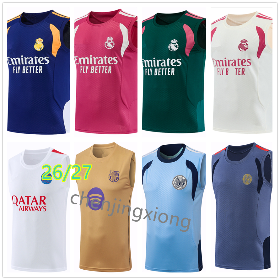 26 27 New vest Sleeveless Madrids football training t-shirt Pregame clothing TOP quality Short sleeve tracksuit soccer unifo