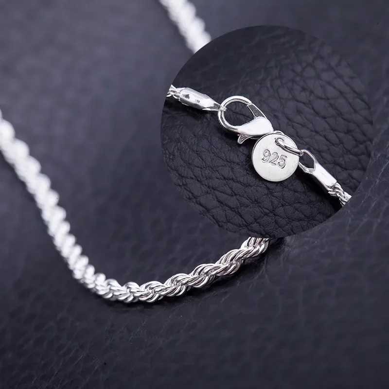 Hot Charms Fine 4MM Rope Chain 925 Sterling Silver Necklaces for Woman Men Classic Fashion Jewelry Wedding Party Holiday Gifts R260905
