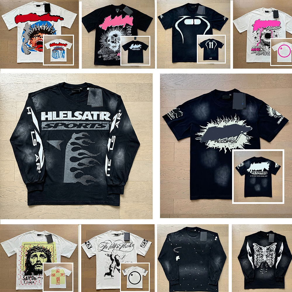 Hell longsleeve designer graphic shirt long sleeve Mens short designer y2k wear street loose round neck casual High Streets Trend mens tee clothes