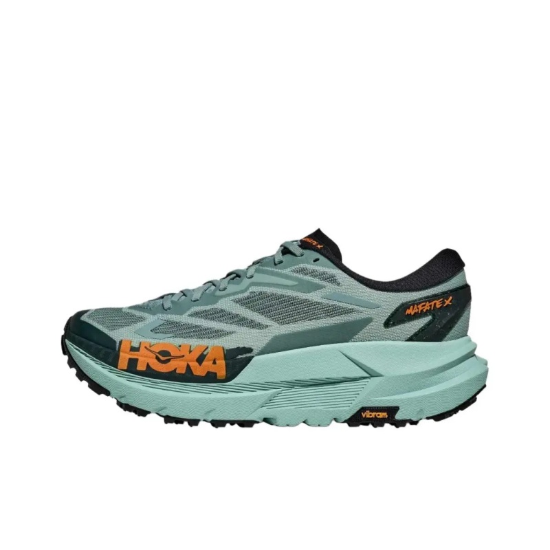 HOKA ONE ONE Mafate X Men's Running Shoes Comfort Cushioning Wear-Resistant Sports Sneakers for Outdoor Trail Daily Training Green Color