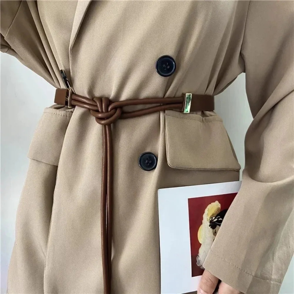 Adjustable Faux Leather Lace-up Belt Women's Waist Belt Wear-resistant Women Belt for Sweater Dress Coat Narrow for Decoration casual
