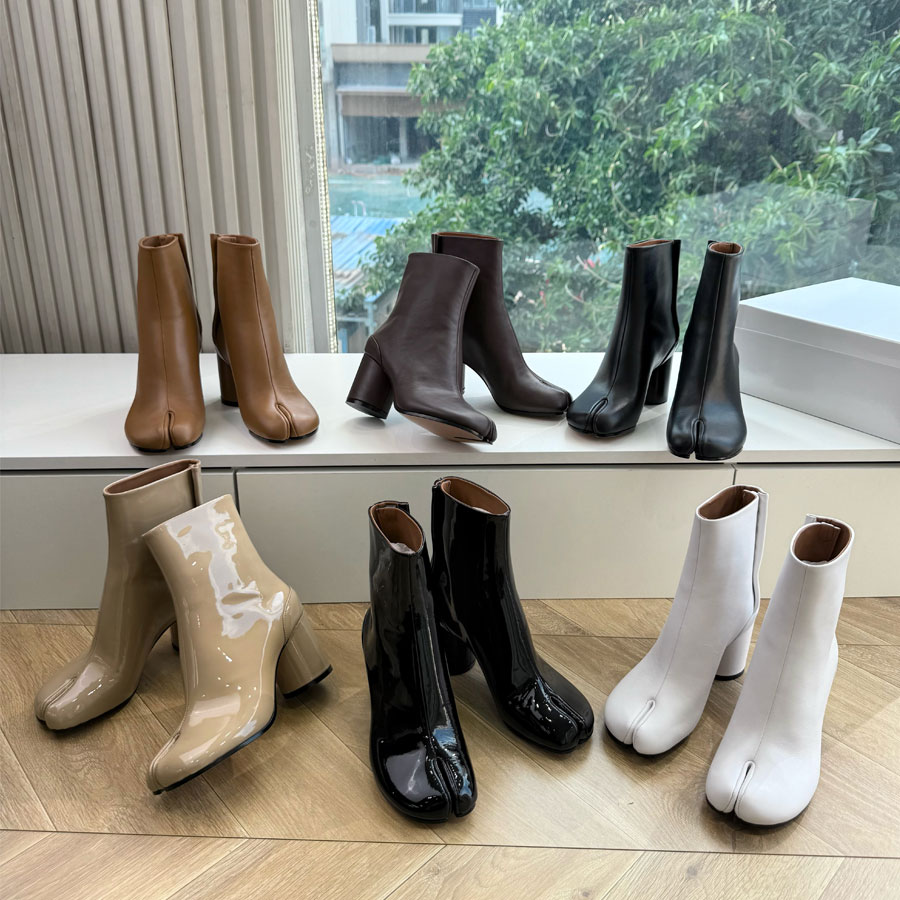 top quality new Fashion Minimalism real Leather slip on chunky Block heel Ankle Boots Fashion booties Knight Boots Western Luxury designer boots for