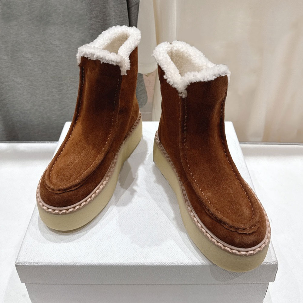 Womens Suede Chukka Boots Luxury Designer Snow Boot New Model Comfort Warm Ski Boots Classic Fashion Autumn Winter Boot Shearling Lining Size 35 42