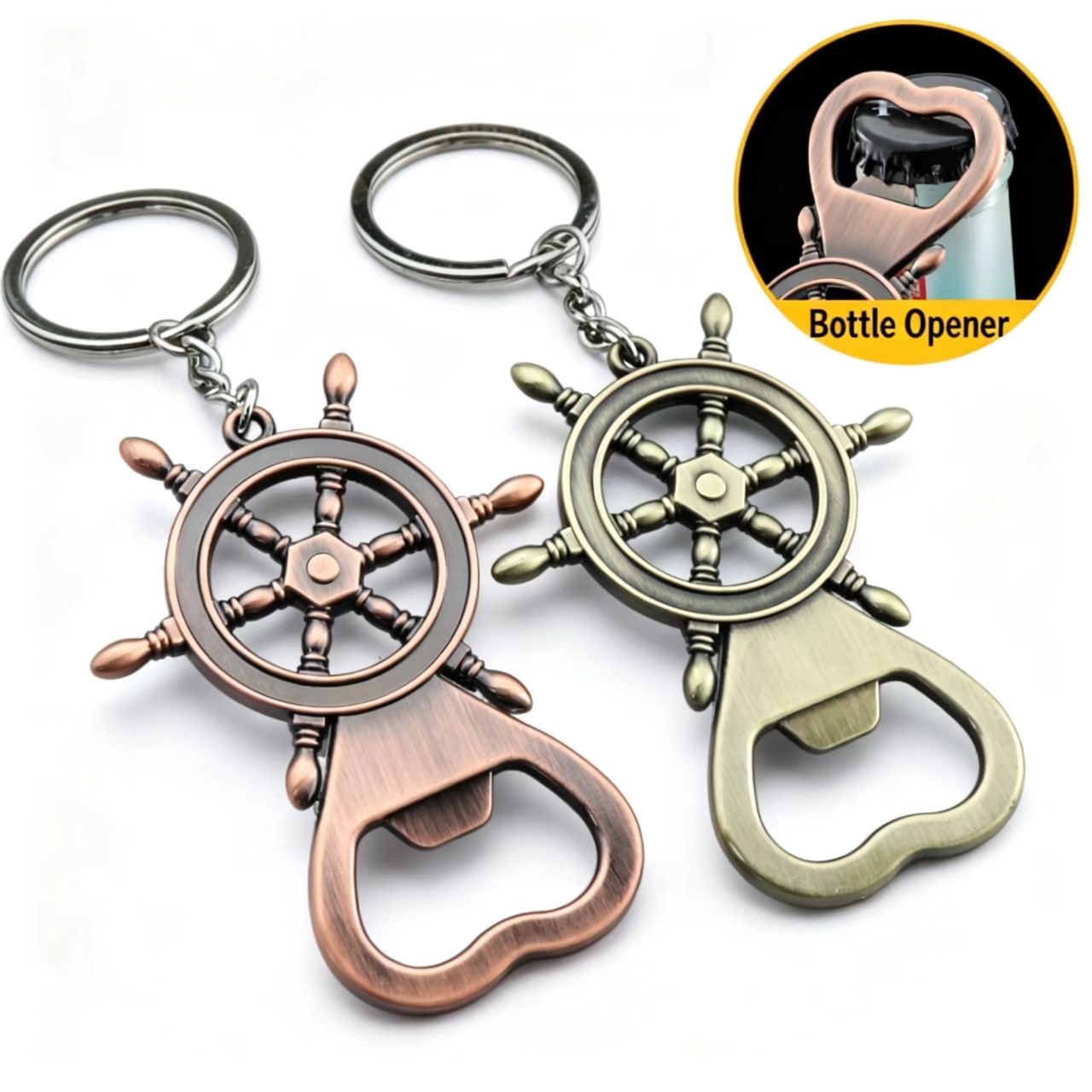 Ouvre-bouteille de gouvernail d'ancre nautique Vintage, porte-clés en alliage de Zinc, ouvre-bière de barre de bateau, cadeau Souvenir