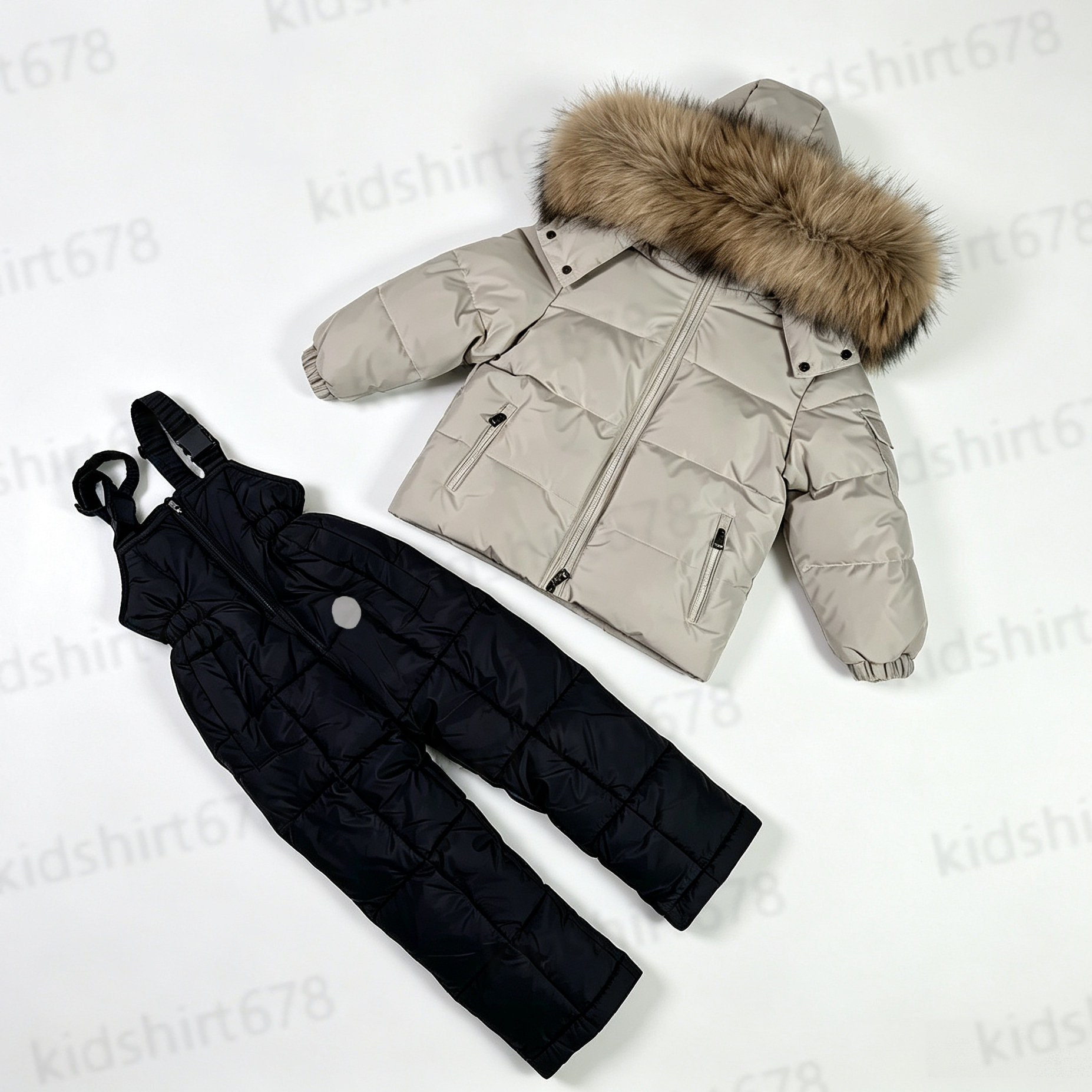 Children's Designer Clothing Winter kids Coat M Embroidered Badge with Belt Style Down Jacket Hoodie Fashion Cotton Jacket+Pants Boys and Girls