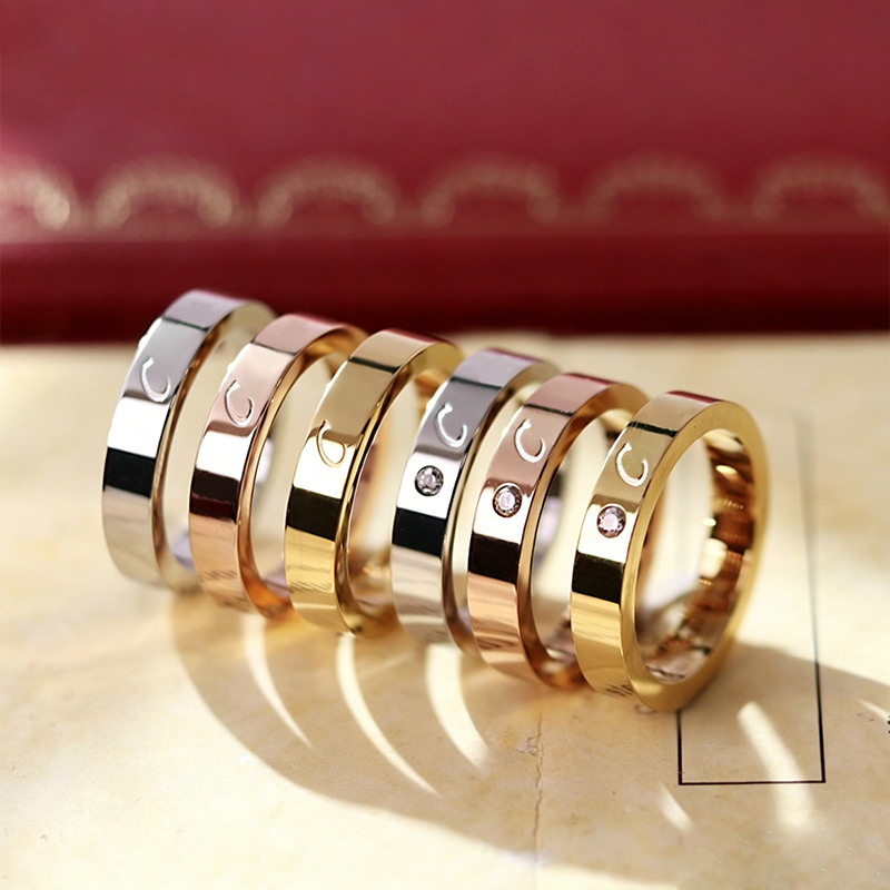 Bague d'amour Signature de marque, bague de styliste de haute qualité pour femmes, or 18 carats, en acier inoxydable, diamant, bijoux de luxe