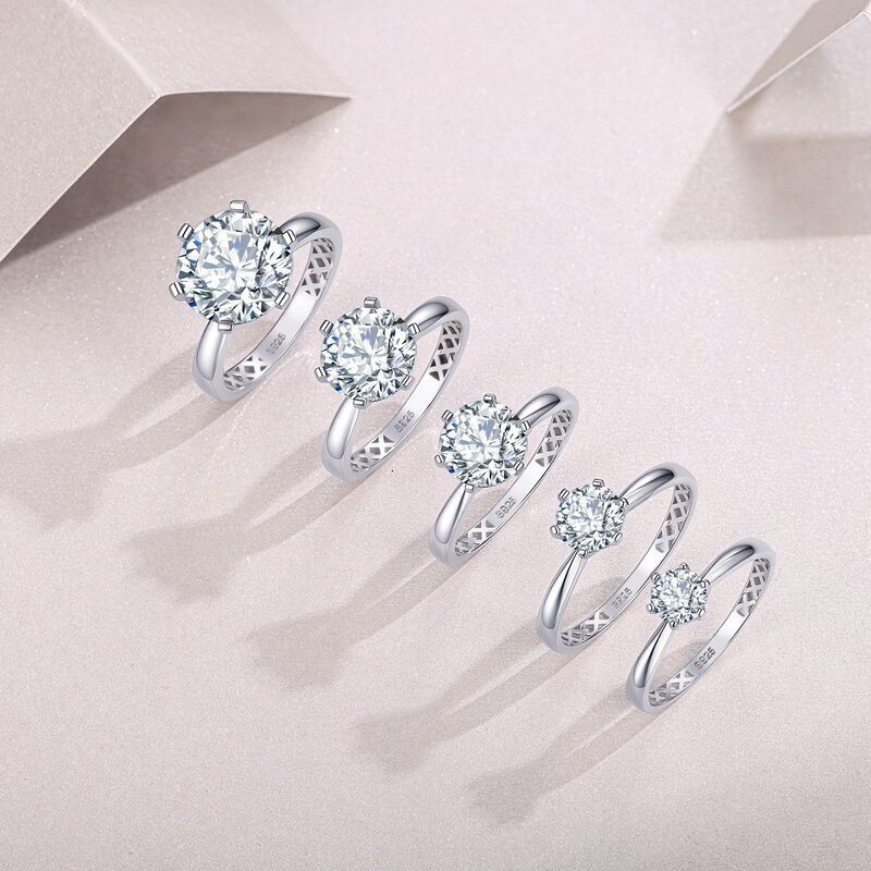 Cross-border TOP six-prong S925 sterling silver moissanite ring, manufacturer's stock wholesale, niche high-end women's ring lab grown dia