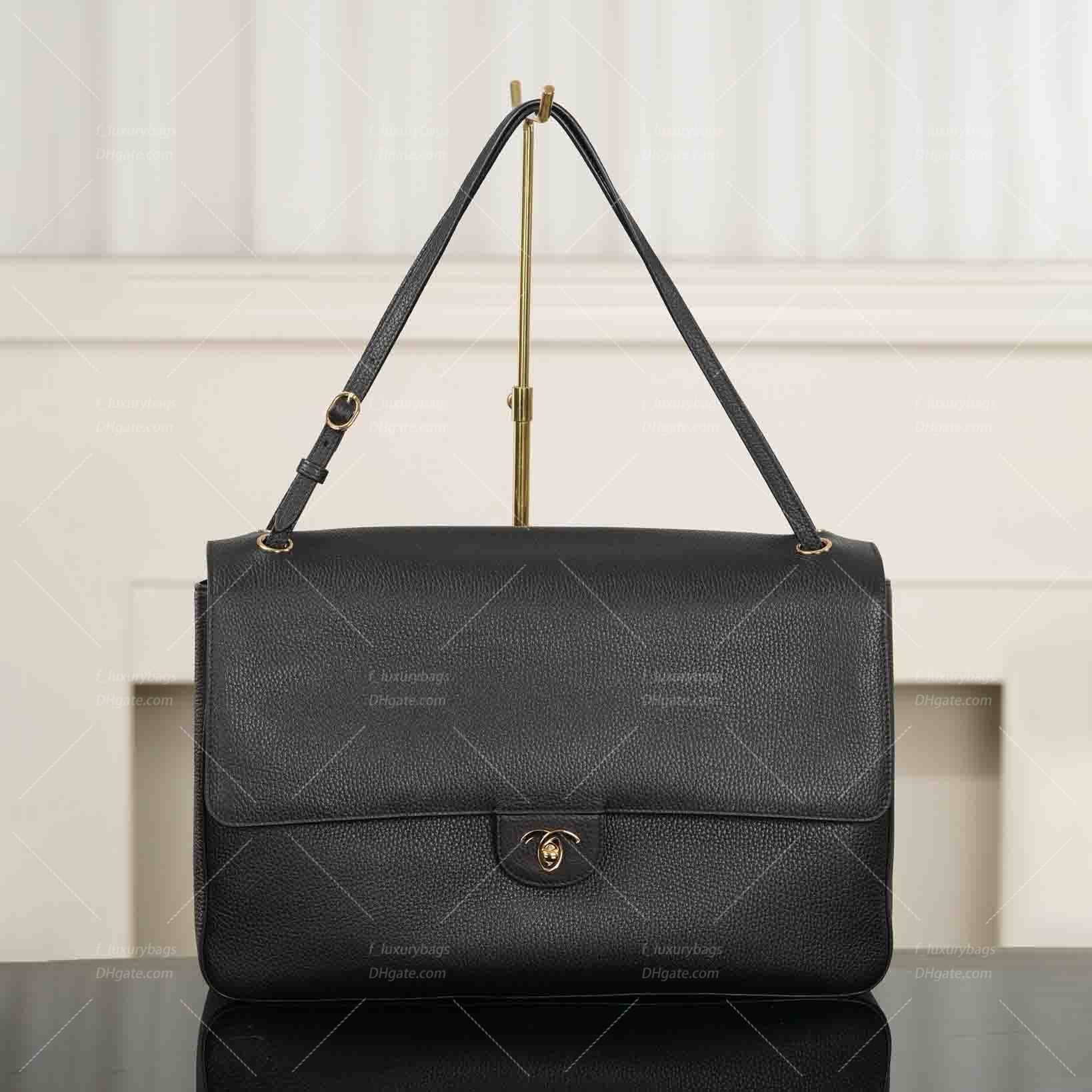 Evening Bags Maxi Flap leather airport tote bag grain cowhide Designer shoulder bag Oversized shopping bag Multi Pocket large capacity travel handba