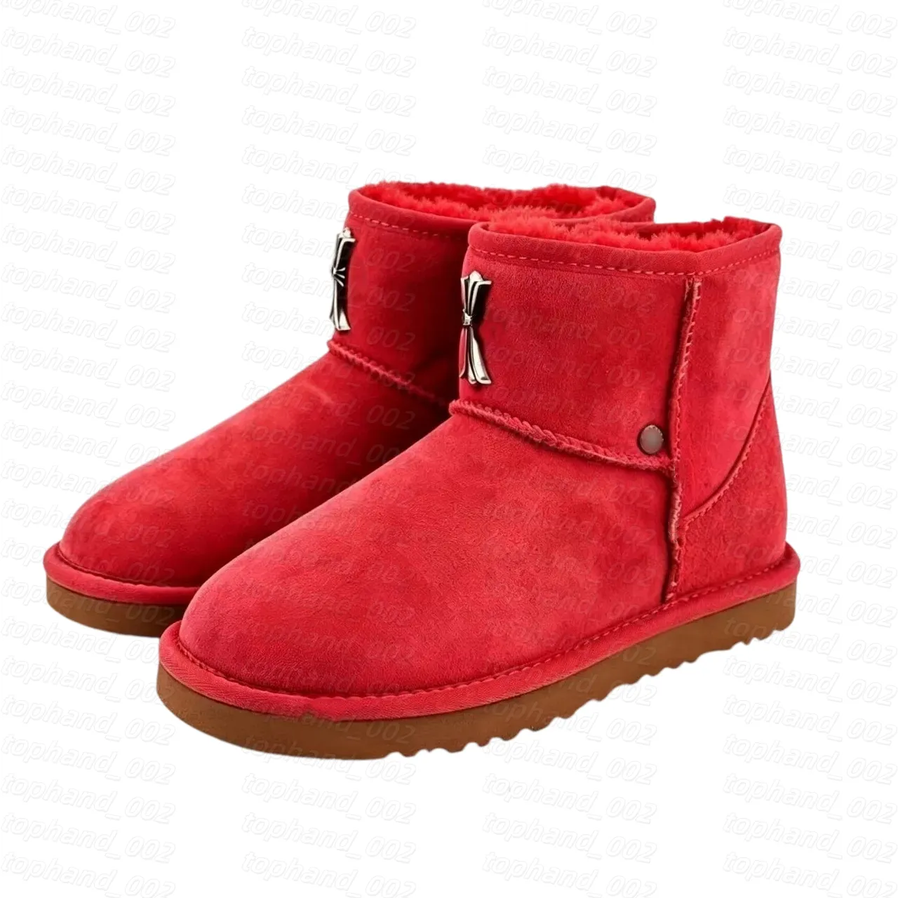 Designer boots Classic suede chrome ankle boot Womens Man Snow Boots Australia Furry Warm Winter Chestnut Pink red Mini ultra short thick soled Boot