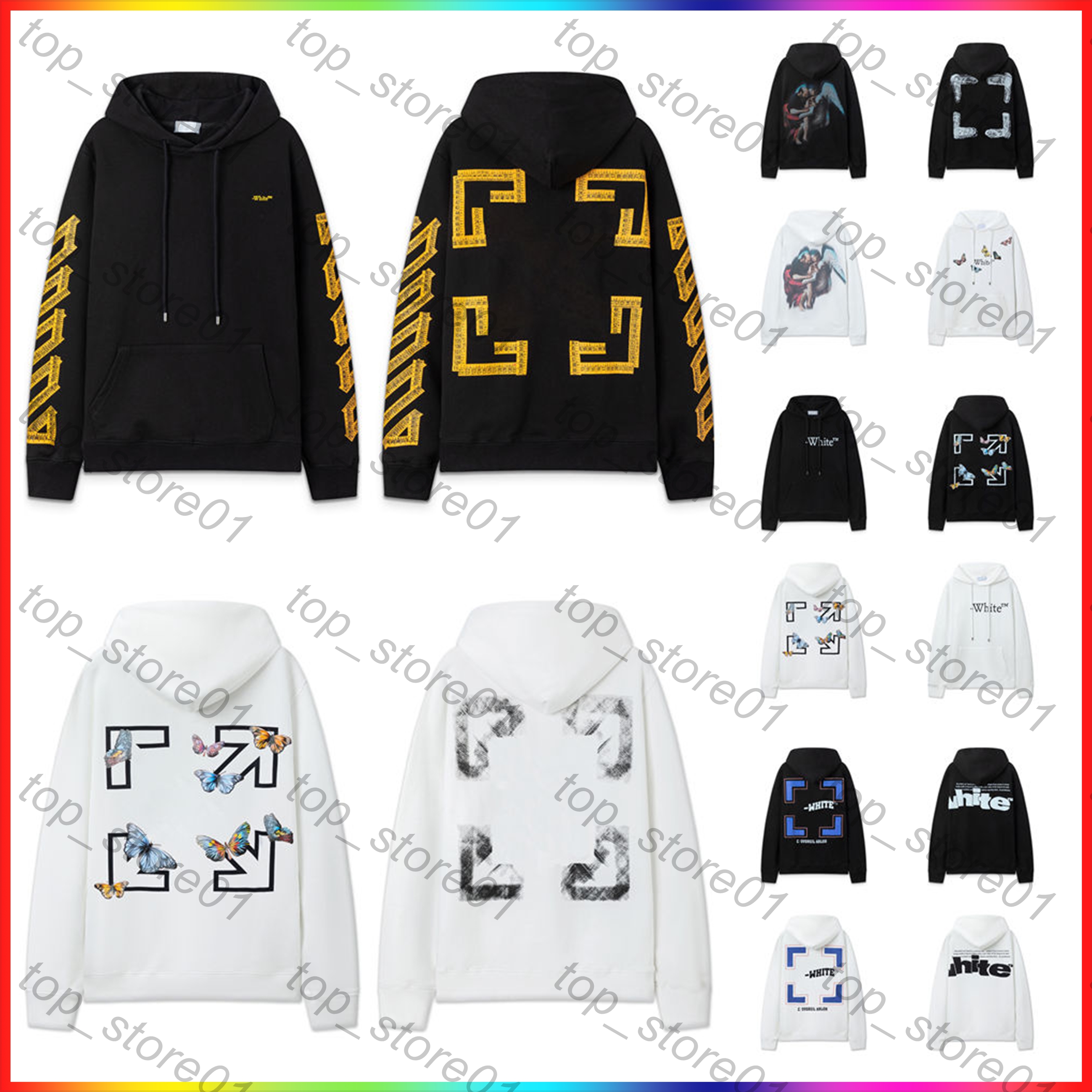 2026 Nouveau designer sweat à capuche t-shirt blanc Luxury Crew sweat à capuche blanc Summer Whitemen chemise Spray Paint Graffiti Femmes Lâche M